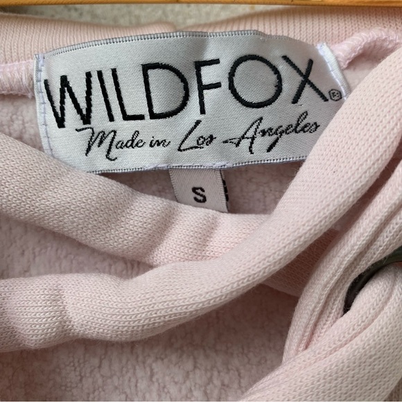 Wildfox Pink Hutton Lace-Up Hoodie Oversized Sweatshirt Raw Hem Blush Size Small - Picture 2 of 10